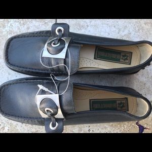 Flat Black Leather  Loafers